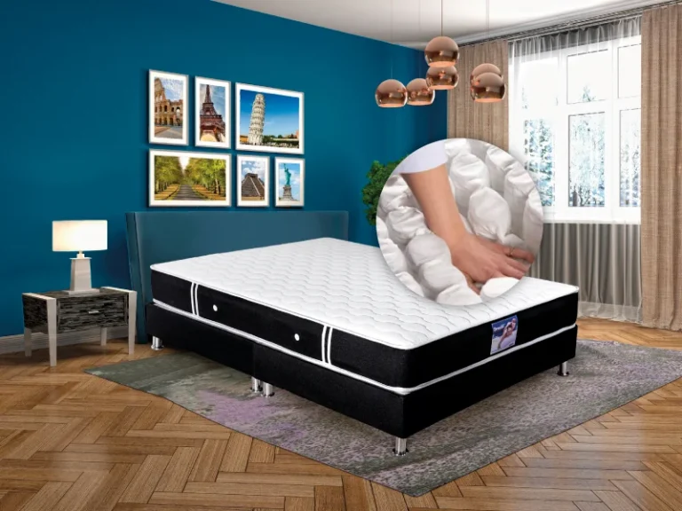 Colchón Box en dormitorio con decoración moderna y elegante