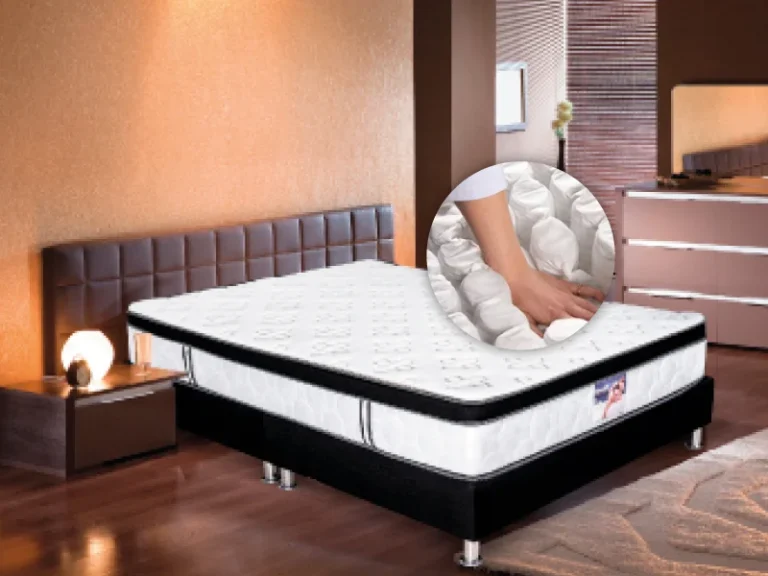 Colchón Euro Box en dormitorio con tonos cálidos y acogedores